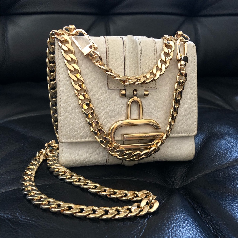 Gucci leather wallet on chain